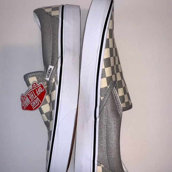 NWB Vans Classic Slip-On Checkerboard Silver - Picture 10 of 11